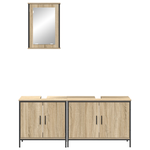 vidaXL 3 Piece Bathroom Furniture Set Sonoma Oak Engineered Wood