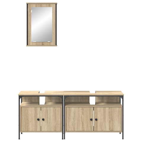 vidaXL 3 Piece Bathroom Cabinet Set Sonoma Oak Engineered Wood