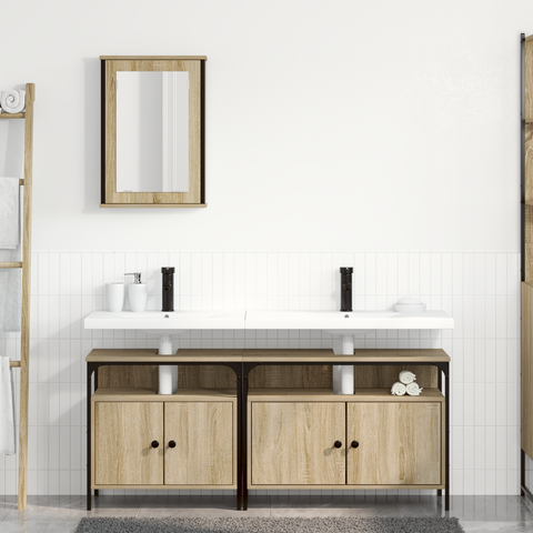 vidaXL 3 Piece Bathroom Cabinet Set Sonoma Oak Engineered Wood