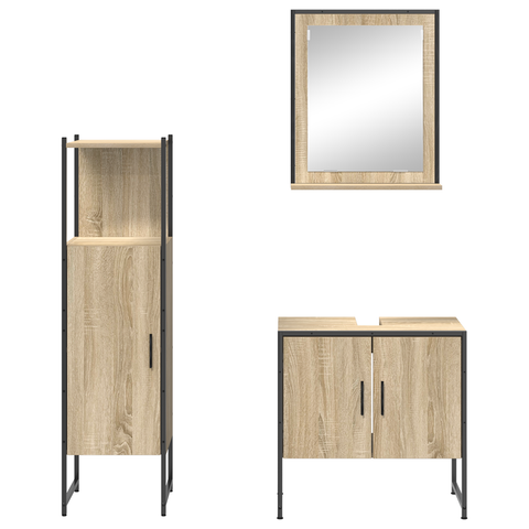 vidaXL 3 Piece Bathroom Furniture Set Sonoma Oak Engineered Wood
