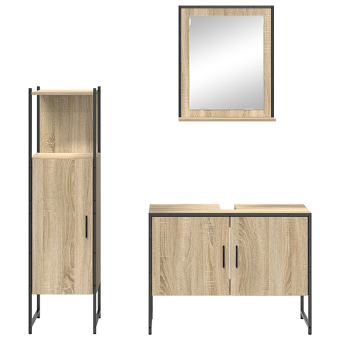 vidaXL 3 Piece Bathroom Furniture Set Sonoma Oak Engineered Wood