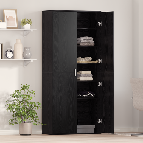 vidaXL Highboard Black Oak 80x35x180 cm Engineered Wood