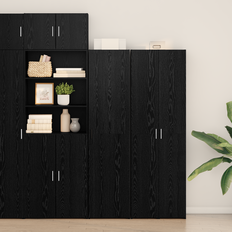 vidaXL Highboard Black Oak 45x42.5x185 cm Engineered Wood