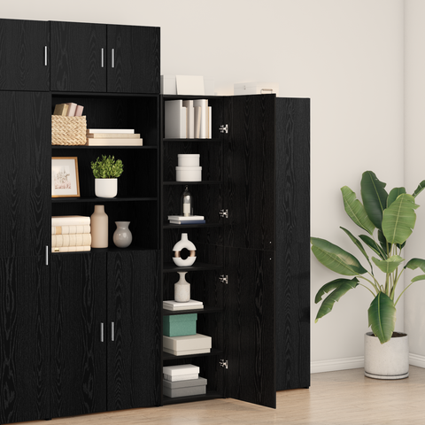 vidaXL Highboard Black Oak 45x42.5x185 cm Engineered Wood