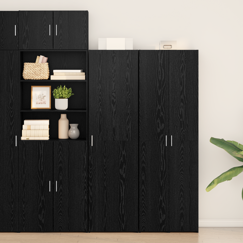 vidaXL Highboard Black Oak 50x42.5x185 cm Engineered Wood