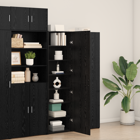 vidaXL Highboard Black Oak 50x42.5x185 cm Engineered Wood