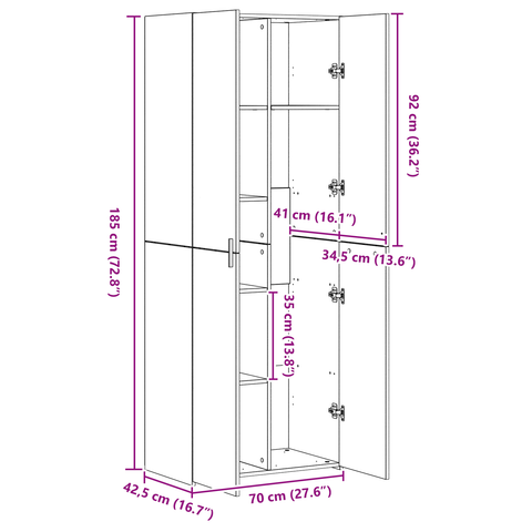 vidaXL Highboard Old Wood 70x42.5x185 cm Engineered Wood