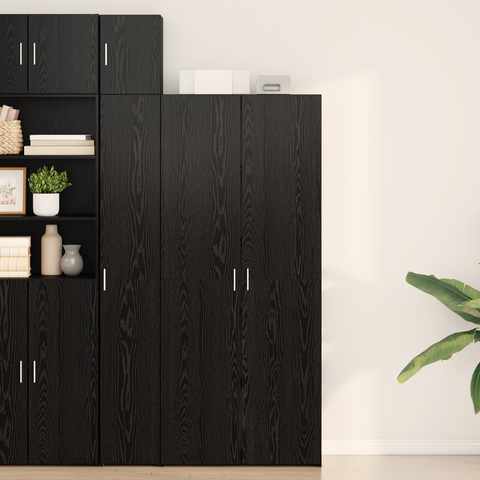 vidaXL Highboard Black Oak 40x42.5x185 cm Engineered Wood