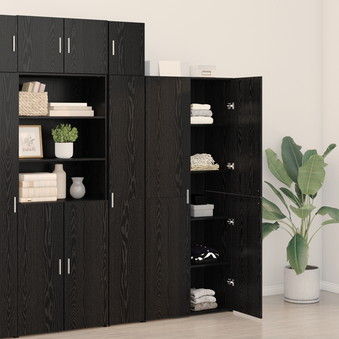 vidaXL Highboard Black Oak 40x42.5x185 cm Engineered Wood
