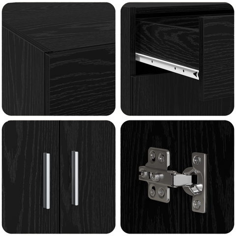 vidaXL Storage Cabinet Black Oak 80x42.5x93.5 cm Engineered Wood
