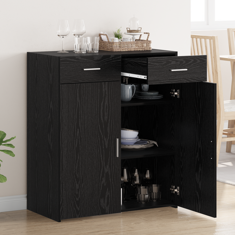 vidaXL Storage Cabinet Black Oak 80x42.5x93.5 cm Engineered Wood