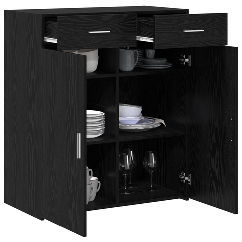 vidaXL Storage Cabinet Black Oak 80x42.5x93.5 cm Engineered Wood