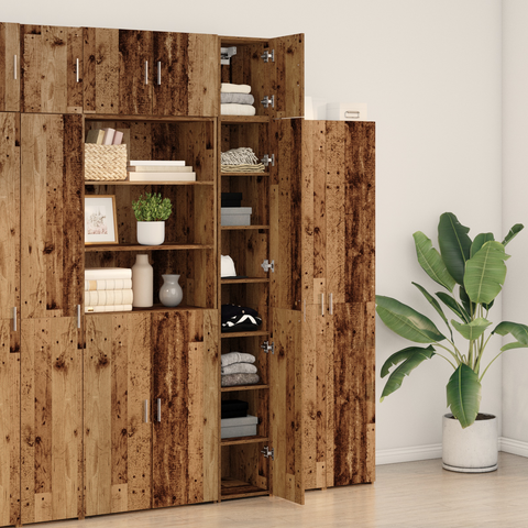 vidaXL Slim Storage Cabinet Old Wood 30x42.5x225 cm Engineered Wood