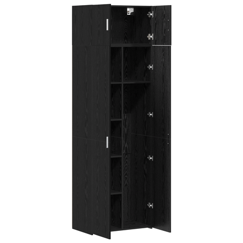 vidaXL Storage Cabinet Black Oak 70x42.5x225 cm Engineered Wood