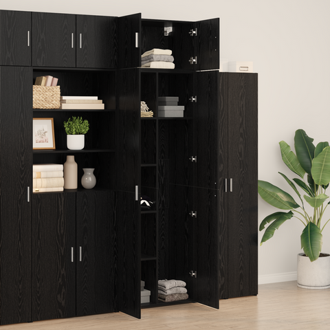 vidaXL Storage Cabinet Black Oak 70x42.5x225 cm Engineered Wood