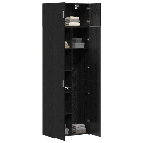 vidaXL Storage Cabinet Black Oak 70x42.5x225 cm Engineered Wood