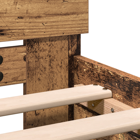 vidaXL Bed Frame with Headboard Old Wood 100 x 200 cm Solid Pine wood