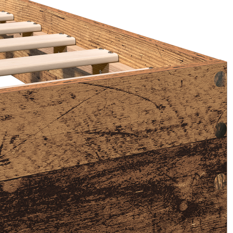 vidaXL Bed Frame with Headboard Old Wood 100 x 200 cm Solid Pine wood