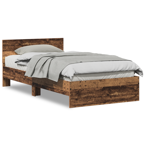 vidaXL Bed Frame with Headboard Old Wood 100 x 200 cm Solid Pine wood
