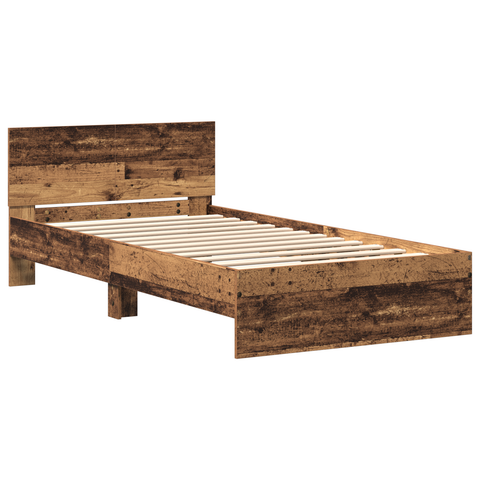 vidaXL Bed Frame with Headboard Old Wood 100 x 200 cm Solid Pine wood