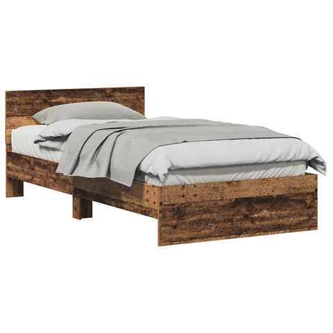 vidaXL Bed Frame with Headboard Old Wood 100 x 200 cm Solid Pine wood