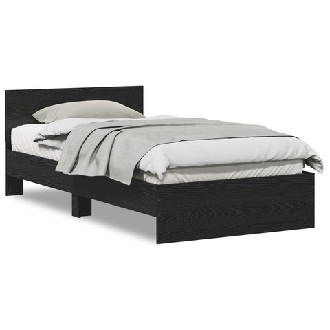 vidaXL Bed Frame with Headboard Black Oak 100 x 200 cm Engineered wood
