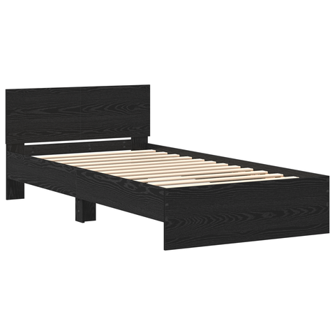 vidaXL Bed Frame with Headboard Black Oak 100 x 200 cm Engineered wood