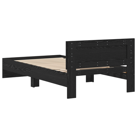 vidaXL Bed Frame with Headboard Black Oak 100 x 200 cm Engineered wood