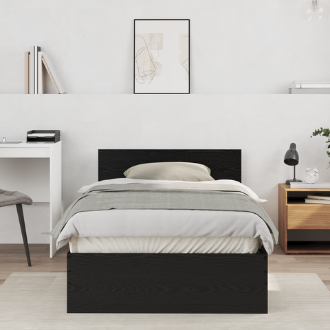 vidaXL Bed Frame with Headboard Black Oak 100 x 200 cm Engineered wood