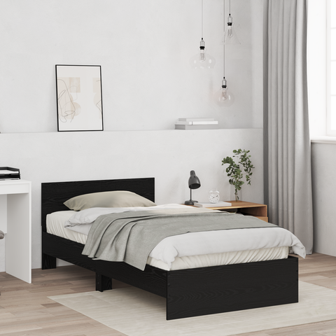 vidaXL Bed Frame with Headboard Black Oak 100 x 200 cm Engineered wood