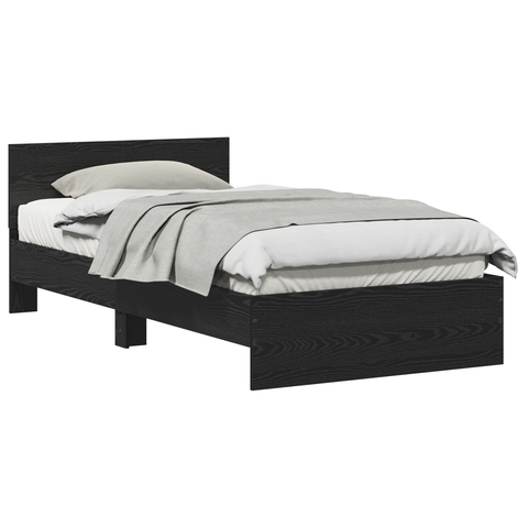 vidaXL Bed Frame with Headboard Black Oak 100 x 200 cm Engineered wood