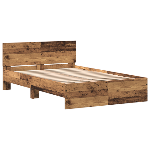 vidaXL Bed Frame with Headboard Old Wood 120 x 190 cm Solid Wood