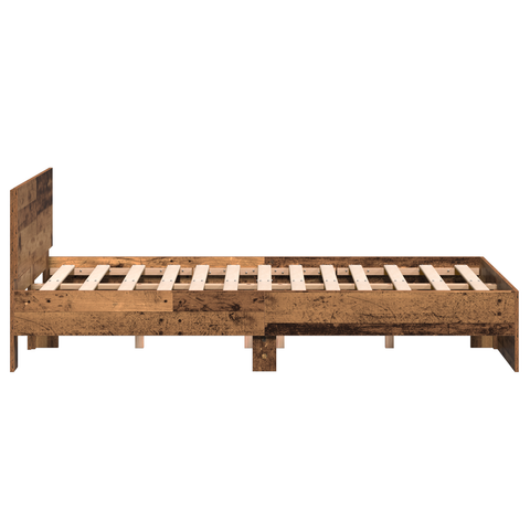 vidaXL Bed Frame with Headboard Old Wood 120 x 190 cm Solid Wood