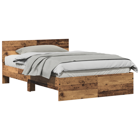 vidaXL Bed Frame with Headboard Old Wood 120 x 190 cm Solid Wood