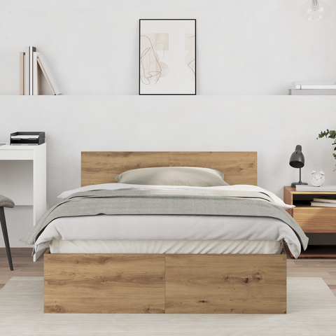 vidaXL Bed Frame with Headboard Artisan Oak 120 x 190 cm