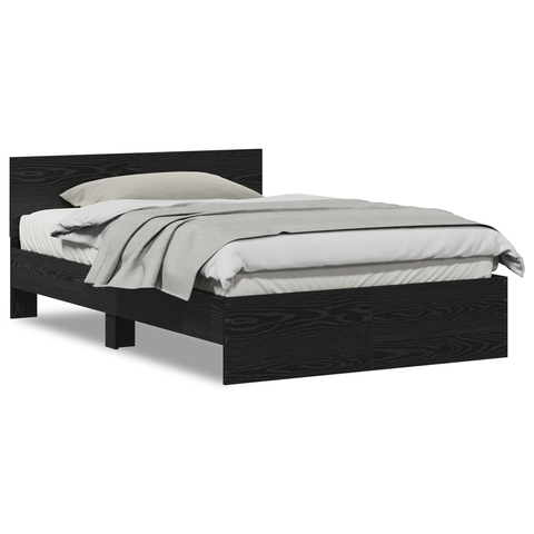 vidaXL Bed Frame with Headboard Black Oak 120 x 190 cm Wood