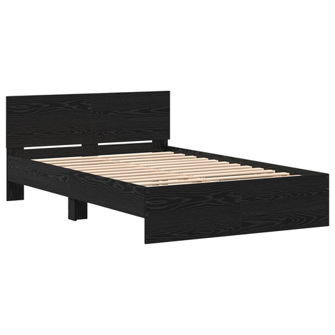 vidaXL Bed Frame with Headboard Black Oak 120 x 190 cm Wood
