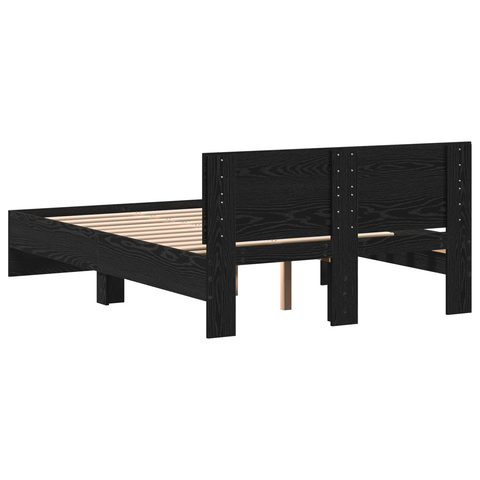 vidaXL Bed Frame with Headboard Black Oak 120 x 190 cm Wood