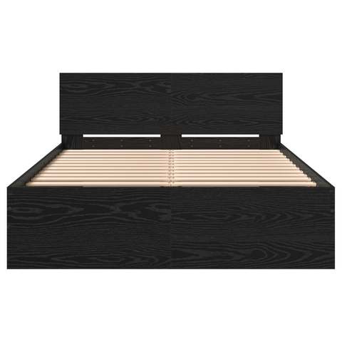 vidaXL Bed Frame with Headboard Black Oak 120 x 190 cm Wood