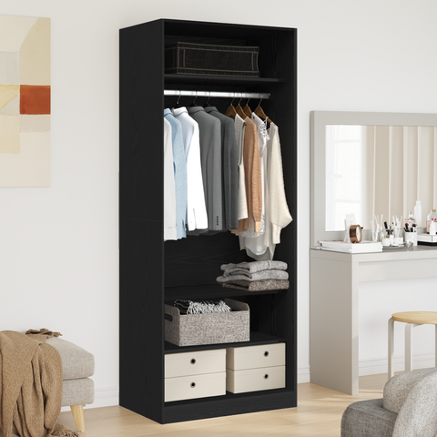 vidaXL Wardrobe Black Oak Set of 2 Black oak Engineered wood