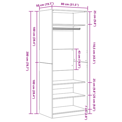vidaXL Wardrobe Black Oak Set of 2 Black oak Engineered wood