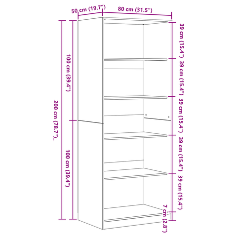 vidaXL Wardrobe Black Oak Set of 2 Black oak Particle board