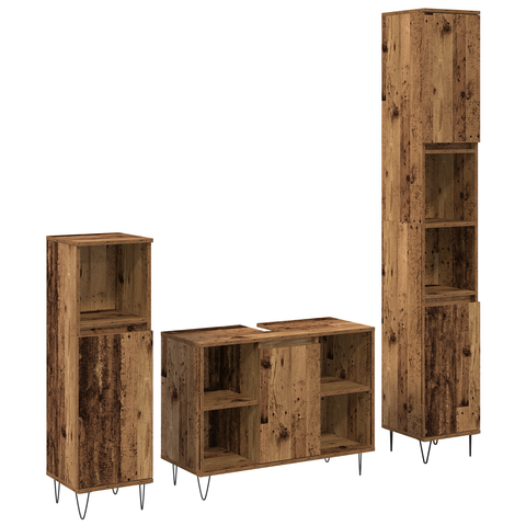 vidaXL 3 piece Bathroom Furniture Set Old Wood Engineered Wood