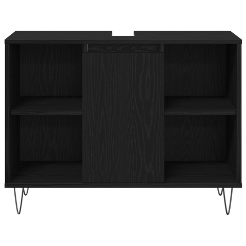 vidaXL 3 piece Bathroom Furniture Set Black Oak Engineered Wood