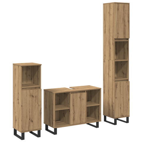 vidaXL 3 piece Bathroom Furniture Set Artisan Oak Engineered Wood