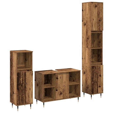 vidaXL 3 piece Bathroom Furniture Set Old Wood Engineered Wood