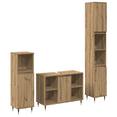 vidaXL 3 piece Bathroom Furniture Set Artisan Oak Engineered Wood