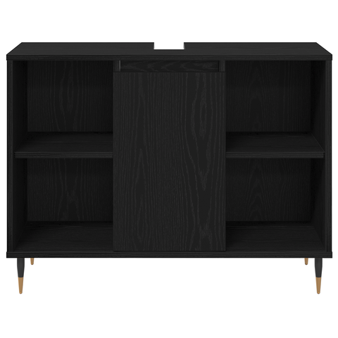 vidaXL 3 piece Bathroom Furniture Set Black Oak Engineered Wood