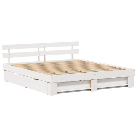 vidaXL White 200 x 200 cm Solid pine wood and Solid pine wood