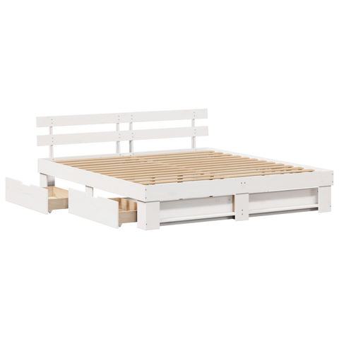 vidaXL White 200 x 200 cm Solid pine wood and Solid pine wood
